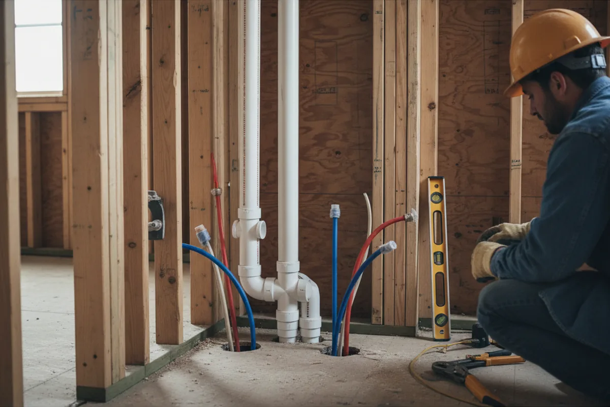 Drain and supply rough-in during Leak Detection in Shelbiana